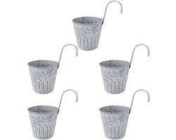 Hangpotten, vintage metalen emmer, mini-bloempot, wandplantenpot, balkonpot, overpot om op te hangen, tuindecoratie voor binnen en buiten, 5 stuks
