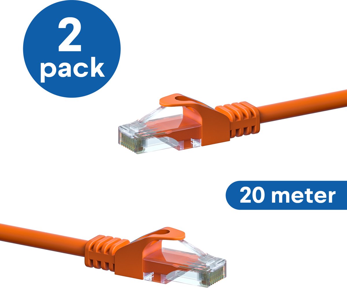 Danicom CAT6 UTP patchkabel 20m oranje - CCA - 2 stuks