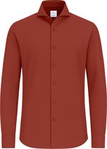 Vercate - Chemise sans repassage - Tricot japonais - Coton piqué - Rouge - Slim Fit - Manches longues - Homme - Taille 42/L