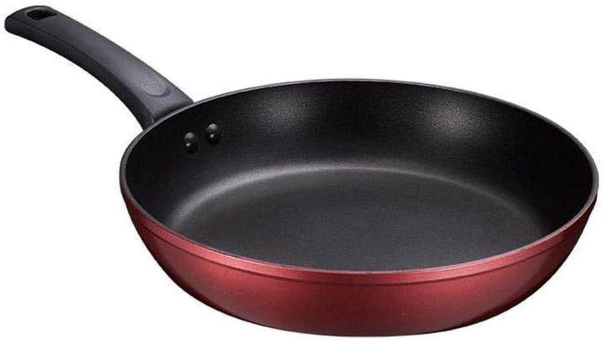 Wokpan met Deksel - Roerbakpan - Snel Koken - Antiaanbaklaag - 26 cm - Wijnrood