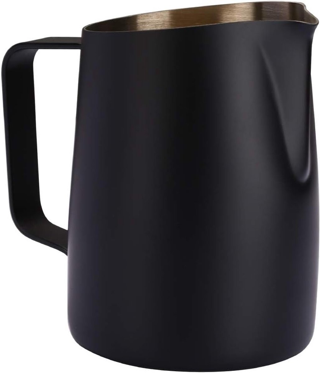 Professionele Melkopschuimer voor Espresso en Latte Art - RVS Koffiekannetje 420ML Zwart