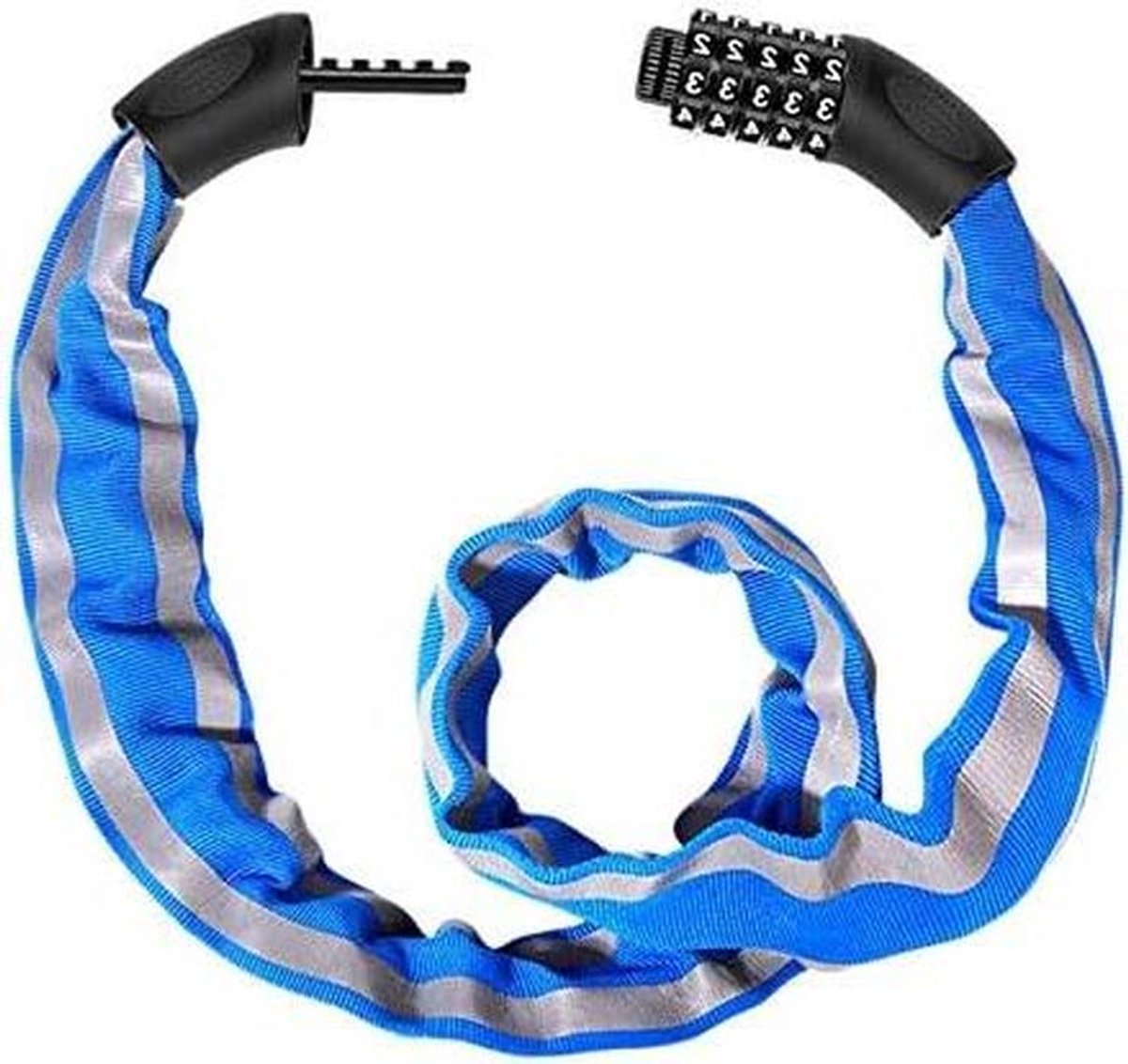 Fietsketting Slot - Combinatieslot - Veilig Fietsen - 5-Cijferige Code - 90 cm - Blauw Wit