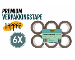 Verpakkingstape Bruin 6 Rollen Dozentape - Extra Sterk Plakband Hoge Kleefkracht Dikte 65 µm - OPP Tape 50mm x 65m - Dappaz
