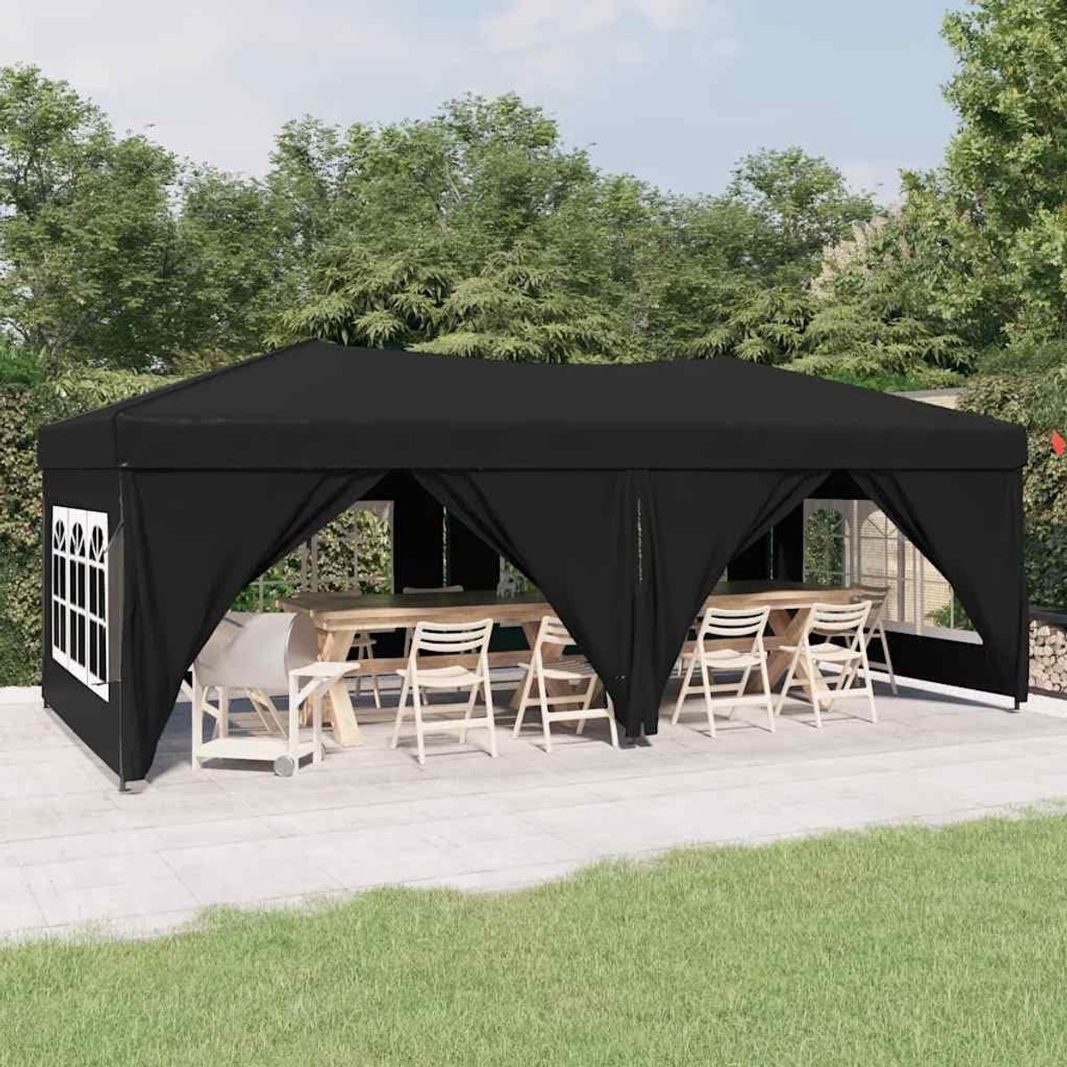 Opvouwbare Partytent - Feesttent Paviljoen - Buitenfeesten Organiseren - UV- en Waterafstotend - 3 x 6 m - Zwart