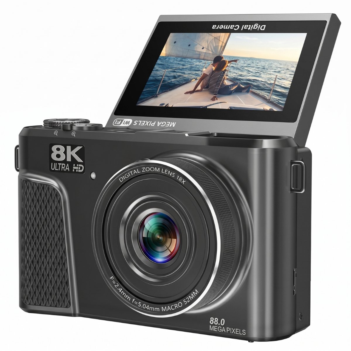 Livista Digitale Camera 8K - 88MP - 18X Digitale Zoom - WiFi - 3.0" UHD-display - Fototoestel - Mini Camera - Fotocamera - Compact Camera - Incl. 64GB SD Kaart - Vlog Camera voor Kinderen