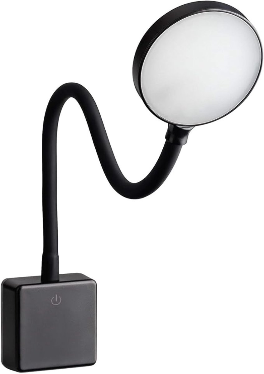 Verte Stekkerspot Dimbaar - LED-Lamp met Fitting - Dimbaar - Wandlamp met Stekker - 4 W - Zwenkarm - Flexibel - Neutraal Wit - 4000 K - Leeslamp - Nachtlampje - Zwart