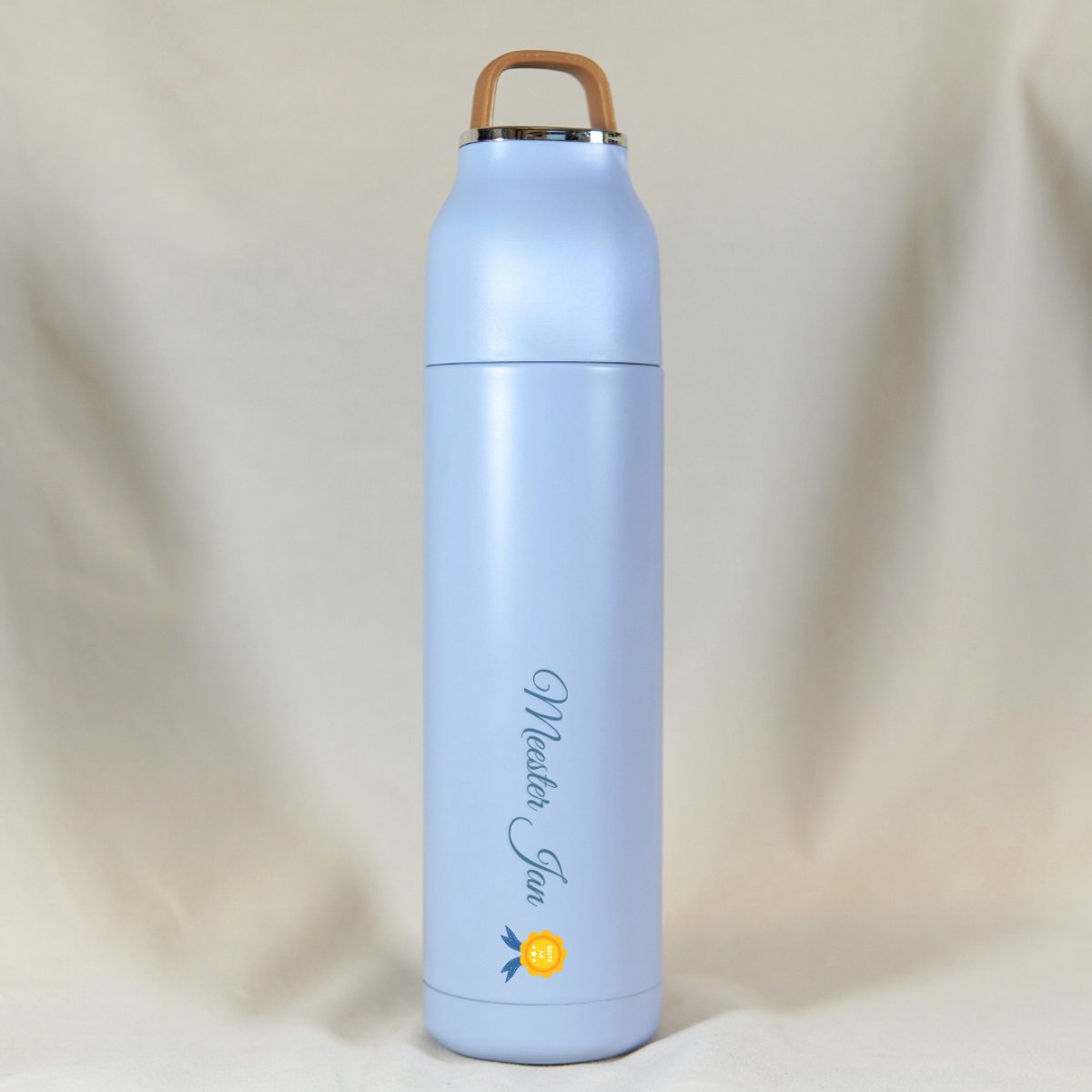 Gepersonaliseerd Cadeau - Thermosfles Meester (Naam) - Beste Meester - Drinkfles Blauw 500 ml - Meester Cadeau - Afscheidscadeau Meester - Meester Cadeau Bedankt Meester - Meester Cadeau Einde Schooljaar