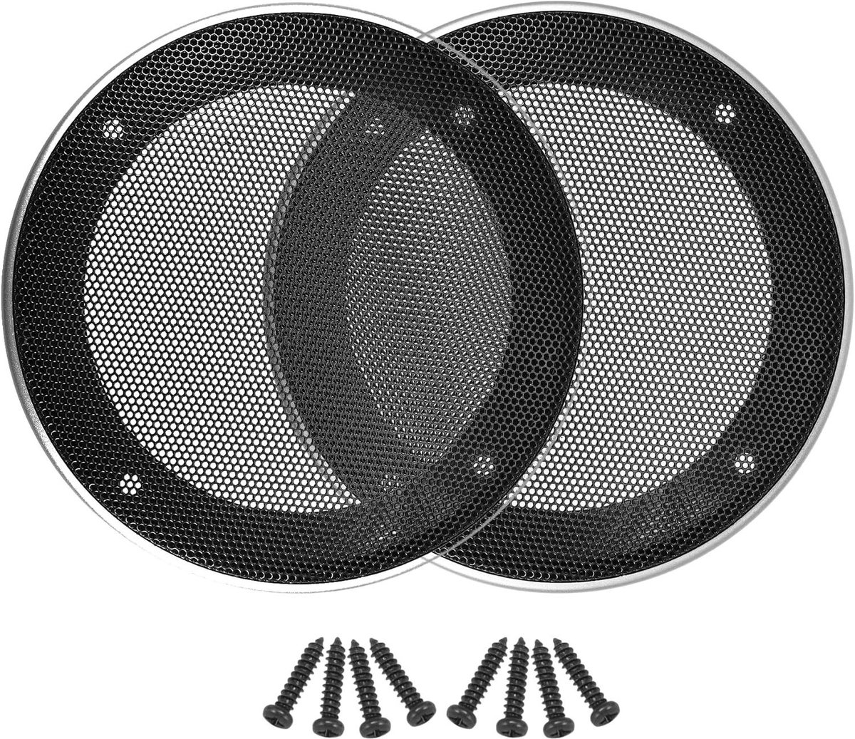 Luidsprekergrills - Woofer afdekking - Auto audio - Set van 2 stuks - 4 inch - Zilver