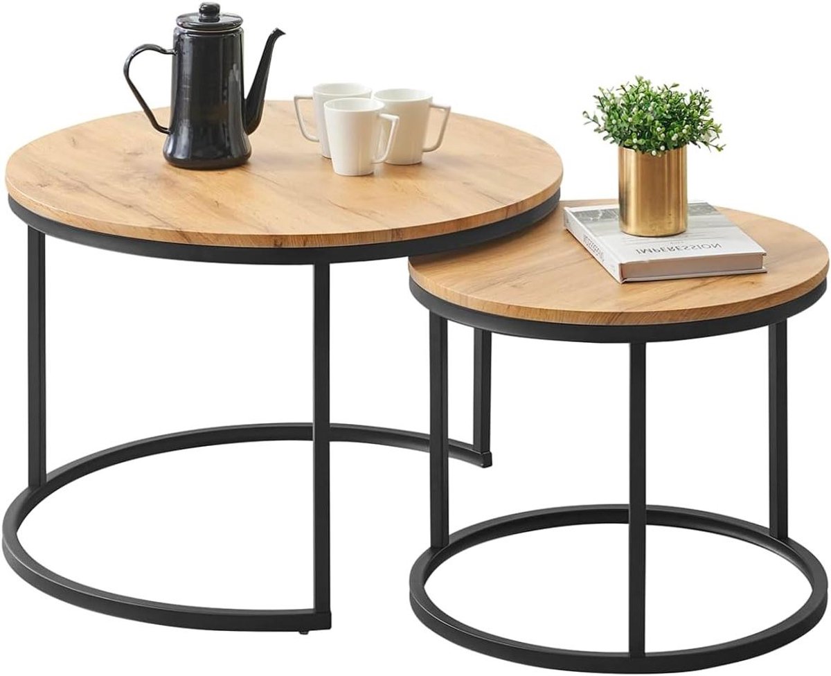 Salontafel Set - Bijzettafels - Woonkamer Decoratie - Stapelbaar Ontwerp - 70 & 50 cm - Ei