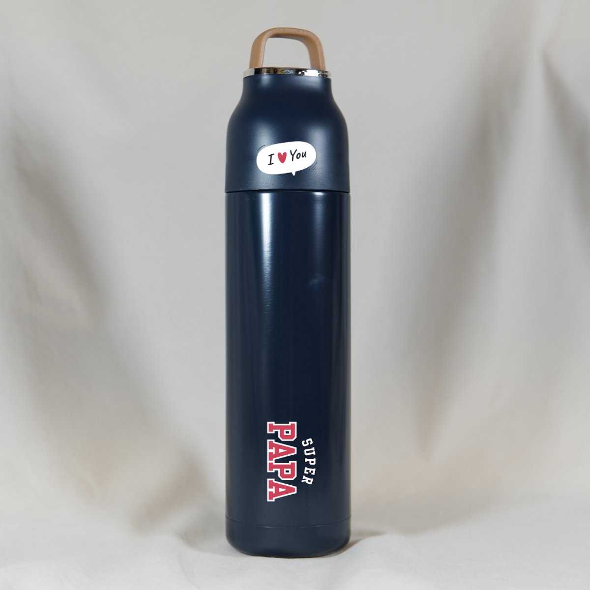 Thermosfles Papa Super Papa - Drinkfles Donkerblauw 500 ml - Papa Cadeau - Vader Cadeautjes - Papa Cadeau Verjaardag - Vaderdag Cadeau met Tekst - Vaderdag Geschenk