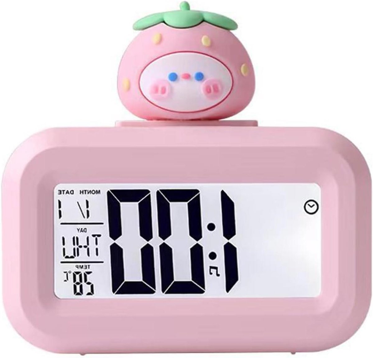Mini Wekker - Digitale Klok - Tijd Bijhouden - Temperatuur Weergave - Compact - Roze