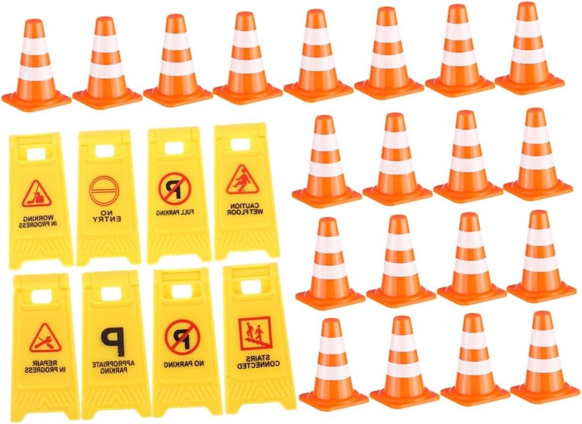 Verkeersborden Set - Speelgoed Kegels - Leren Verkeersregels - Visueel Stimulerend - 8 Stuks - Multicolour
