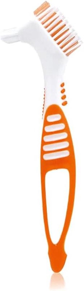Reinigingsborstel Kunstgebit - Protheses Borstel - Hygiëne Behoud - Dubbele Borstelkop - 22 x 8 x 3 cm - Geel