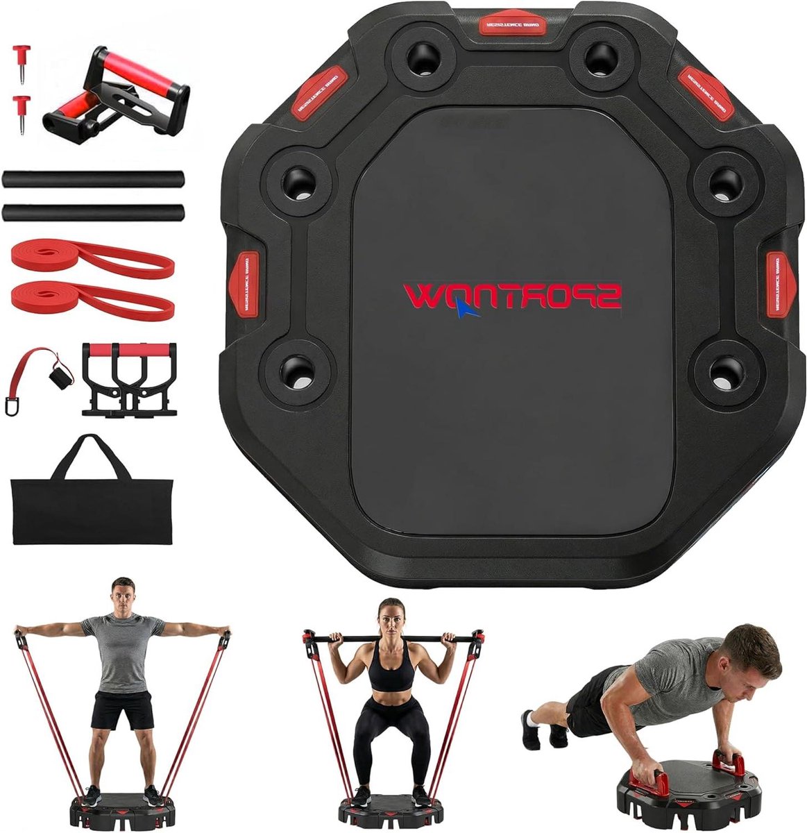 Push-up Bord - Fitness Bord - Kracht Training - 7 Trainingsmodi - 45 x 45 cm - Zwart