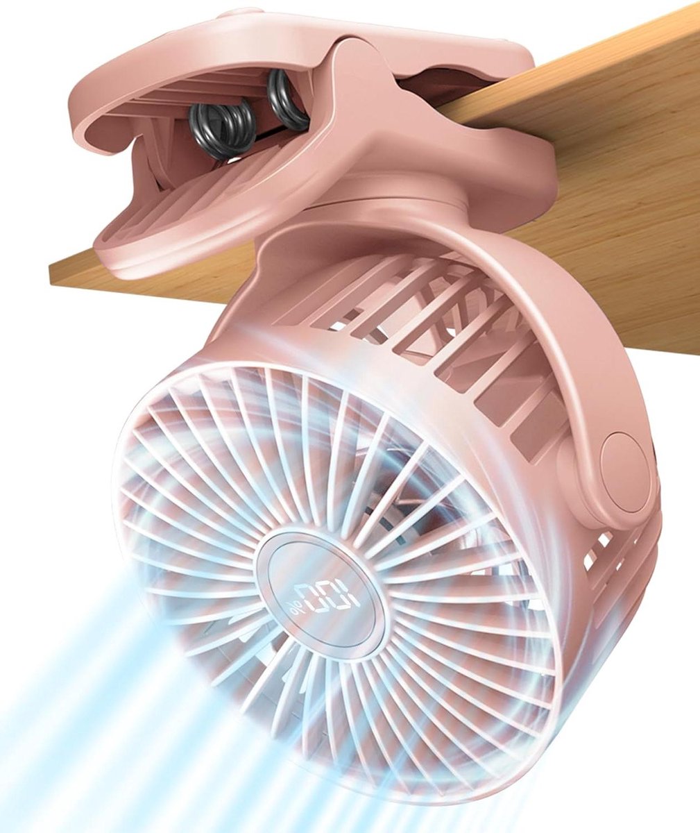 Mini Persoonlijke Ventilator - Draagbare Koeler - Persoonlijke Koeling - Sterke Klem & 360° Rotatie - 3.5 Inch - Roze