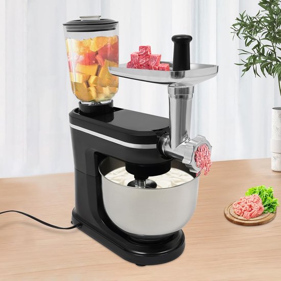 Elektrische Keukenmixer - Handmixer Kom - Bakken Deeg Maken - Krachtige 1500W Motor - 6 Liter Kom - Zwart — afbeelding 3
