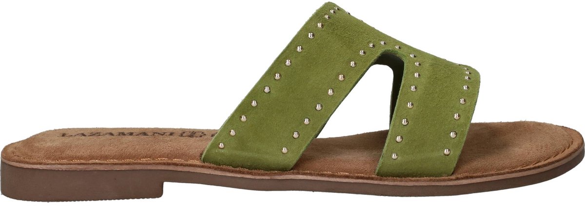 Lazamani Lina Small Studs Slippers - Dames - Groen - Maat:37
