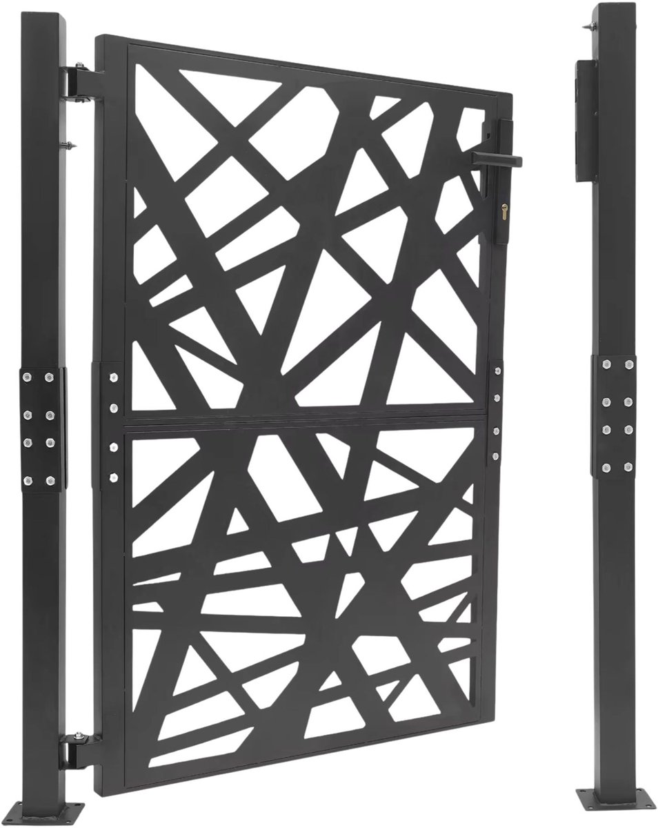 Tuinpoort – Voor magazijnen, tuinen & binnenplaatsen – Metalen poort – Zwart (105×125 cm)