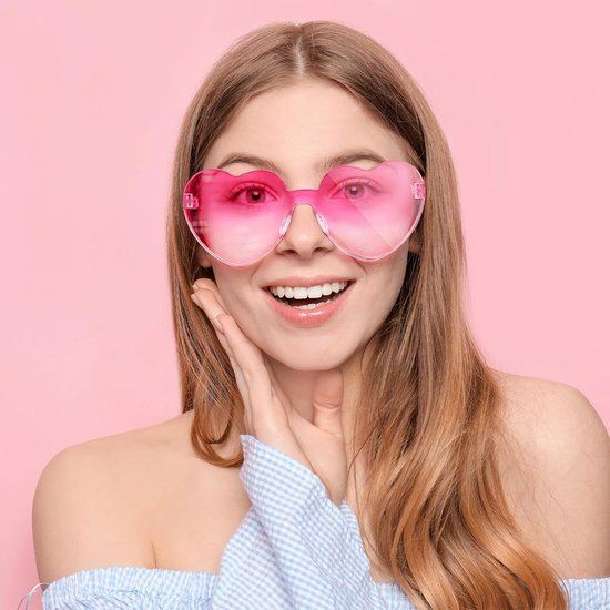 Hartvormige Zonnebrillen - Dames Brillen - Feestelijke Accessoires - Randloos Ontwerp - 10 Paar - Transparant — afbeelding 2
