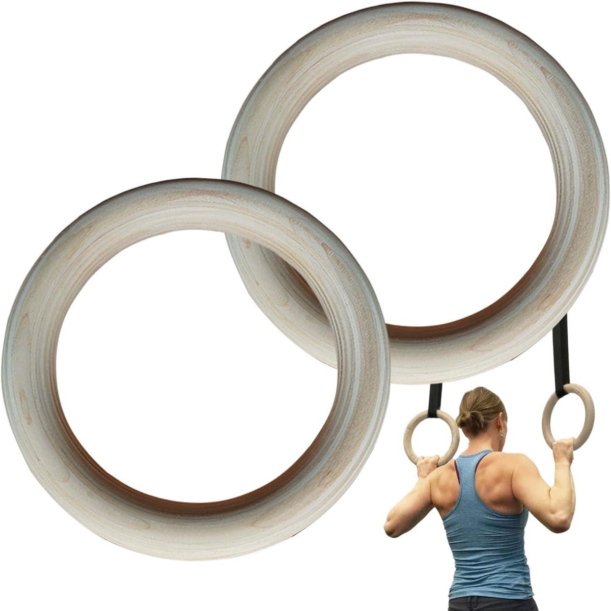 Gymnastiekringen Hout - Kracht Ringen - Lichaamsgewicht Training - Verbeterde Greepprestaties - 21 Cm Diameter - Meerkleurig