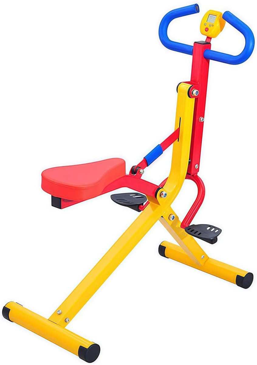 Kinder Fitnessapparaat - Roeitrainer Thuis - Actieve Spelletjes - Stalen Constructie - Tot 48kg - Zwart