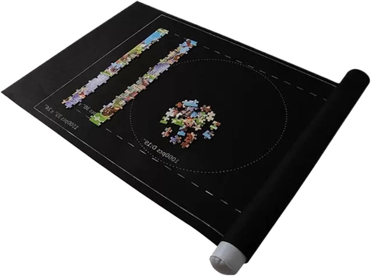 Puzzelmat Vilt - Speelmat Deken - Puzzels Opbergen - Draagbaar Ontwerp - Tot 3000 Stukjes - Zwart Mat
