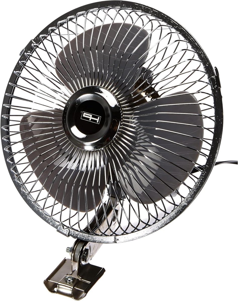 Autoventilator - Auto koeler - Verkoeling Onderweg - Zwenkfunctie - 18.5 cm - Zilver