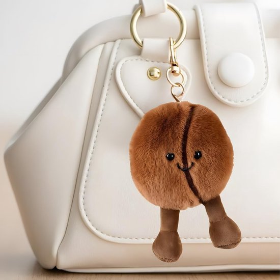 Pluche Koffieboon - Knuffeldier Hanger - Decoratieve Accessoire - Zacht PP Katoen - 13 cm - Bruin — afbeelding 4