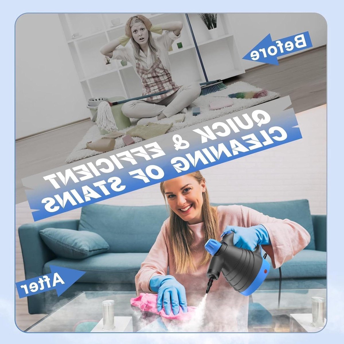Handstoomreiniger - Stoomboot - Hygiënisch Reinigen - 1050W Krachtige Stoom - 450 ml Reservoir - Blauw