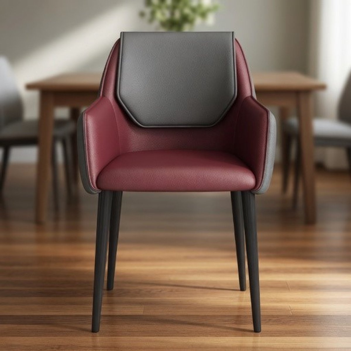 Ergonomische Luxe Eetkamerstoel & Bureaustoel van Premium Kunstleer – Gewatteerde High-Density Foam Zitting – Ondersteunende Gebogen Rugleuning – Armleuningen – Anti-Slip IJzeren Poten – Modern en Duurzaam Design,Ganeey
