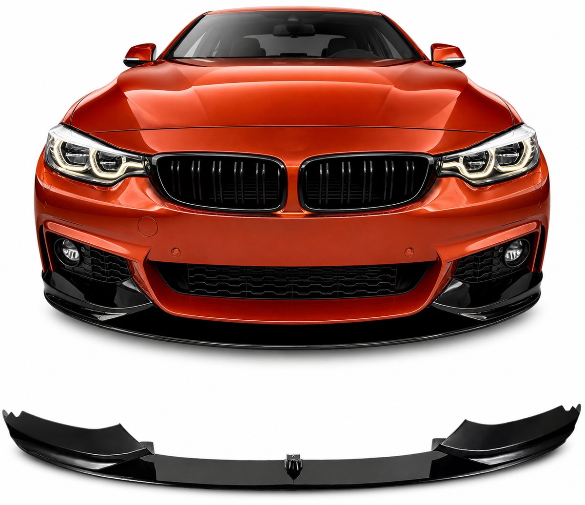 Frontlip Spoiler Hoogglans Zwart – Geschikt voor BMW 4 Serie F32 / F33 / F36 met M-Pakket