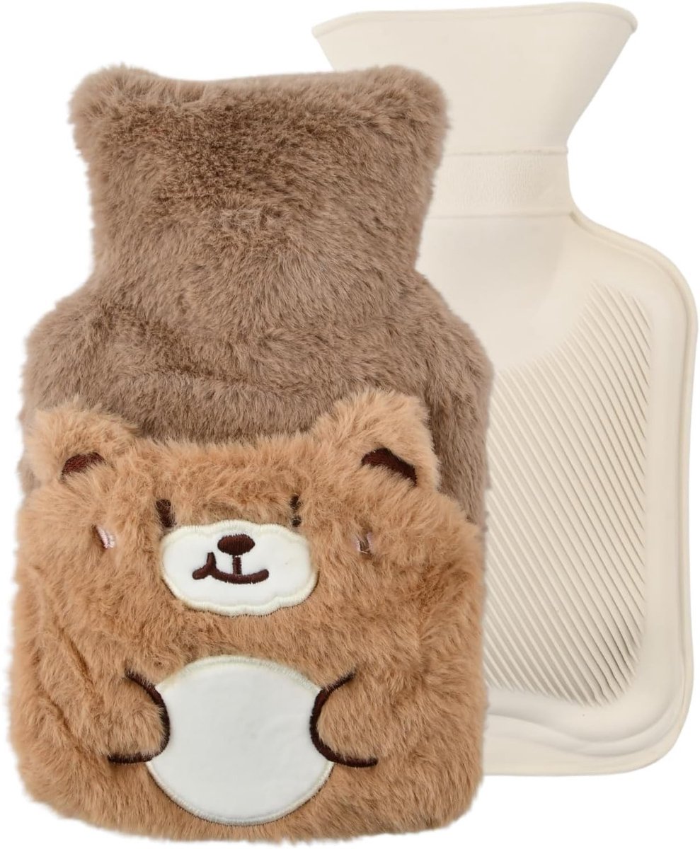 Schattige warmwaterkruik voor kinderen met wasbare hoes, ideaal voor warmte en pijnverlichting, 500 ml