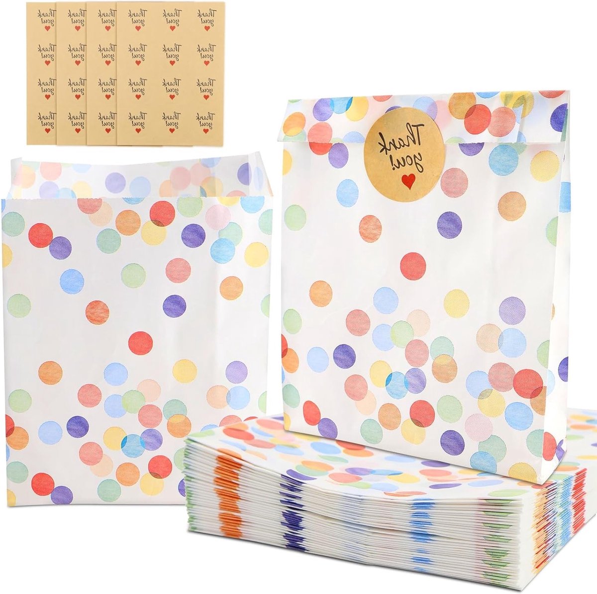 Set van 40 Kindvriendelijke Verjaardagscadeautassen van Papier, Waterbestendig met Stickers, Perfect voor Feesten en Kerstmis