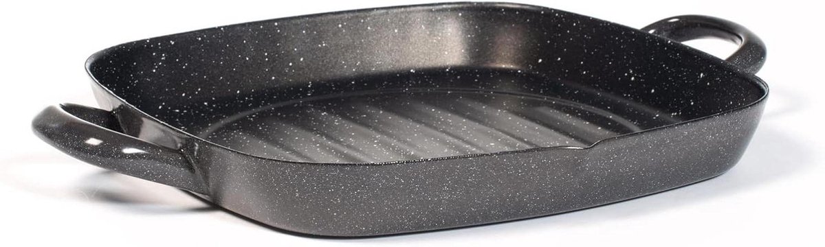 Magefesa Grillpan - Steenpan Vierkant - Gezond Grillen - Dubbel Versterkte Anti-aanbaklaag - 28 x 28 cm - Wit