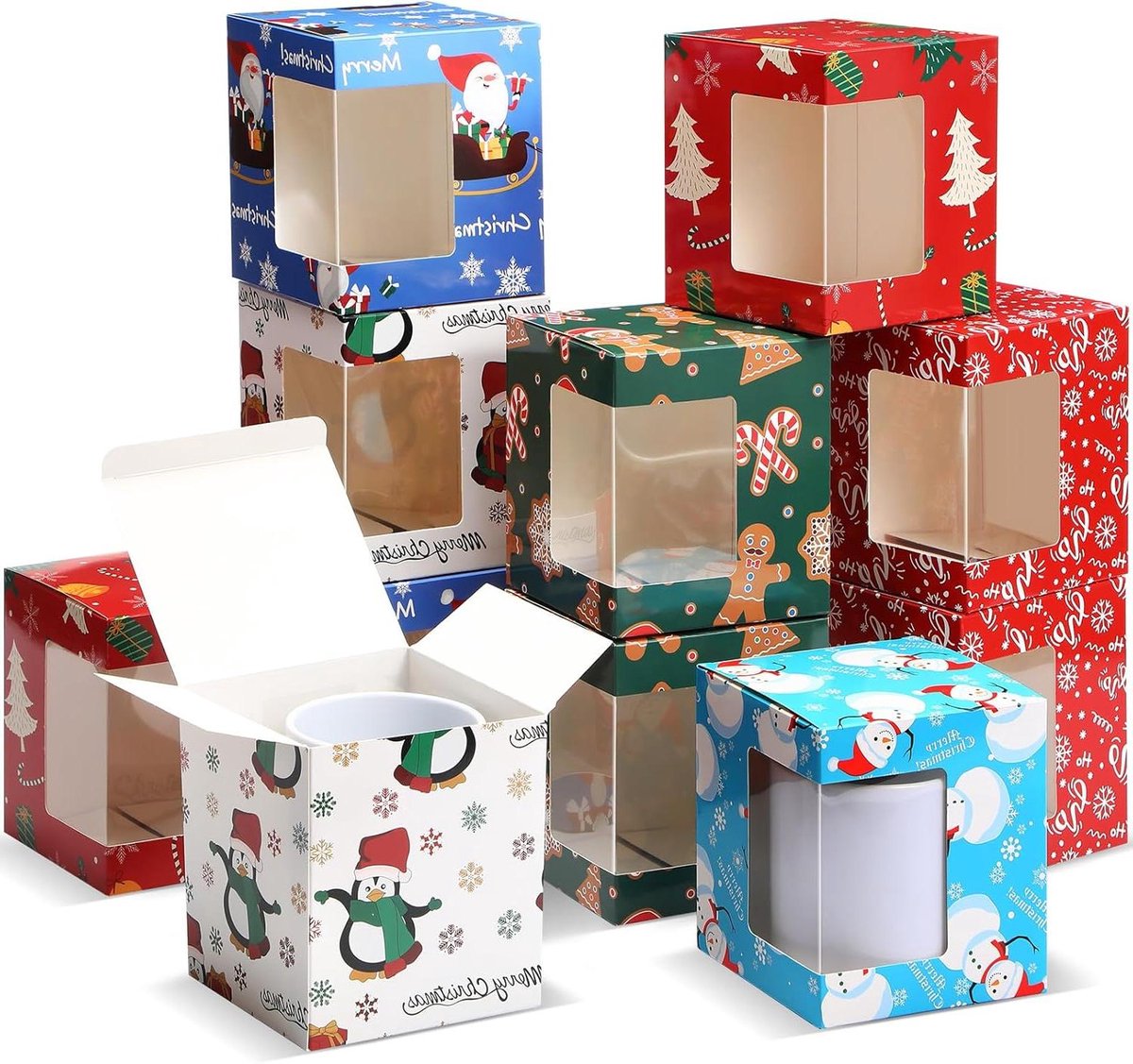 Cadeaudozen Mokken - Verpakking Mokken - Cadeaus Verpakken - Met Kijkvenster - 36 Stuks - Kleurrijk