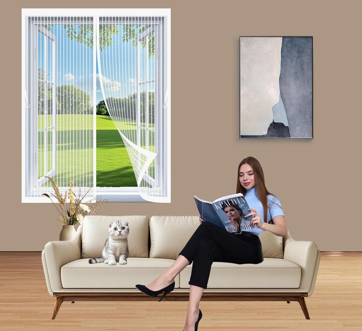 Hordeuren met Magneten - Vliegenhor Deur - Frisse Lucht Binnen - Zonder Boren - 116 x 204 