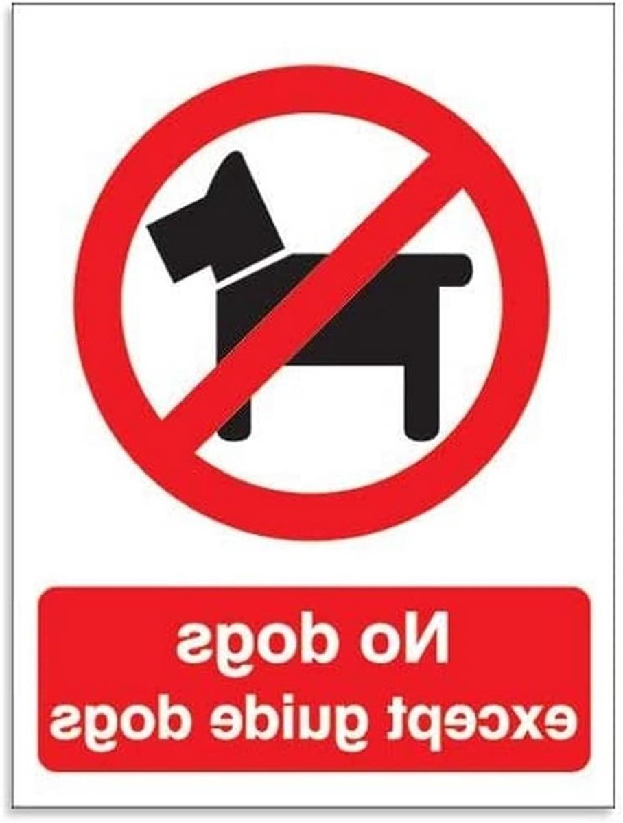 Veiligheidsbord - Waarschuwingsbord Honden - Gebied Afbakenen - Alleen Gids Honden - 200 x 300 mm - Wit