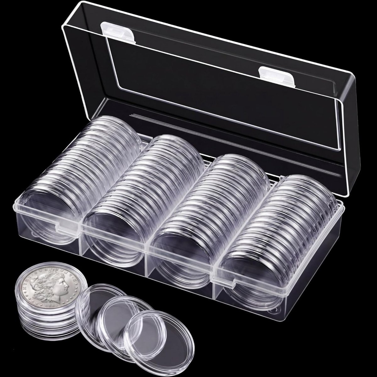 Coin Capsules voor 40mm Zilveren Munten - Opslagdozen voor Muntcollectie met 60 Stuks en Toebehoren