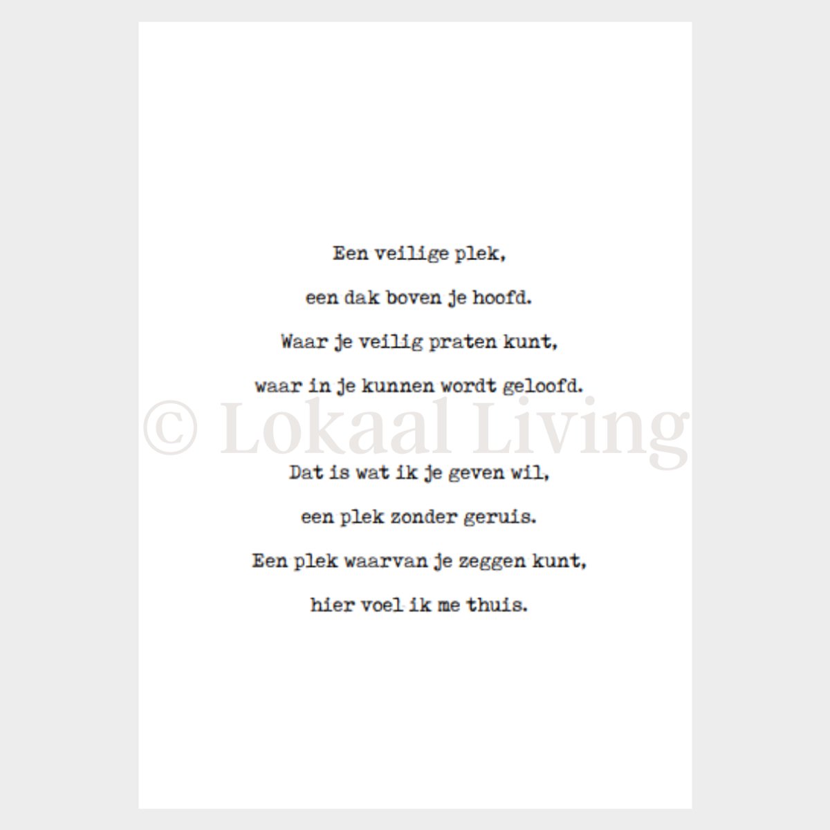 Lokaal Living a4 poster - gedicht - thuis