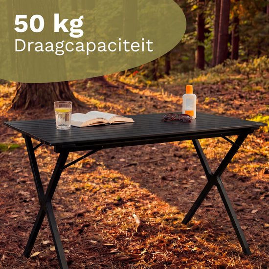 TRVLMORE Campingtafel - 120x70x70cm - Lichtgewicht met Aluminium Frame - Vouwtafel Verstelbaar - Kampeertafel - Klaptafel - Zwart van Merkloos — afbeelding 5