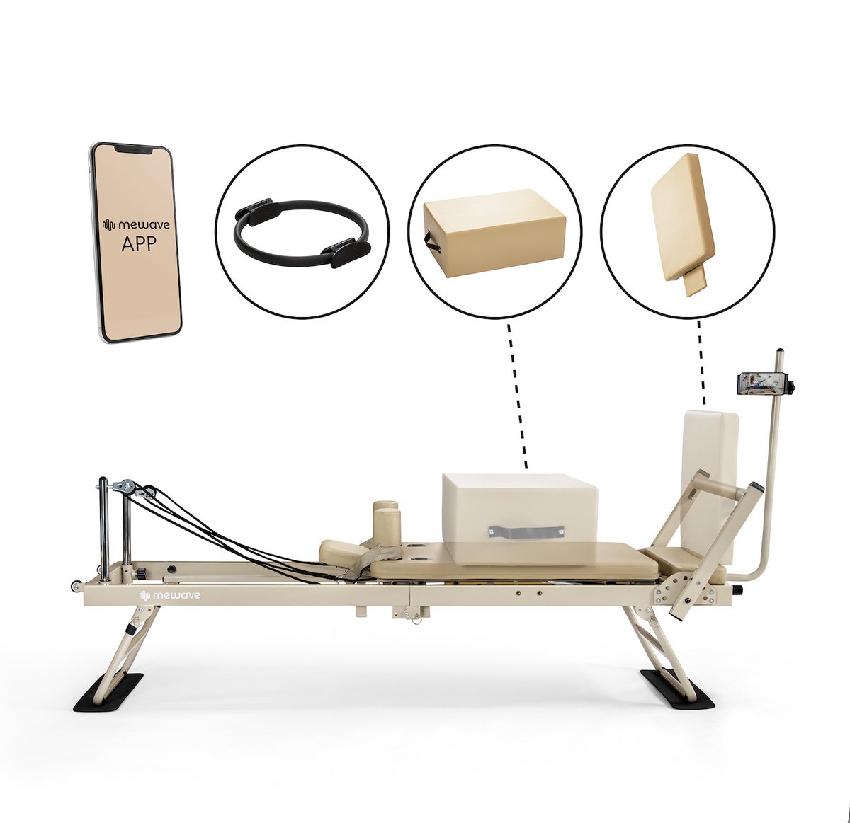 SET Pilates Reformer Set Inklapbaar Grijs voor Thuis en - SET: - €549,00