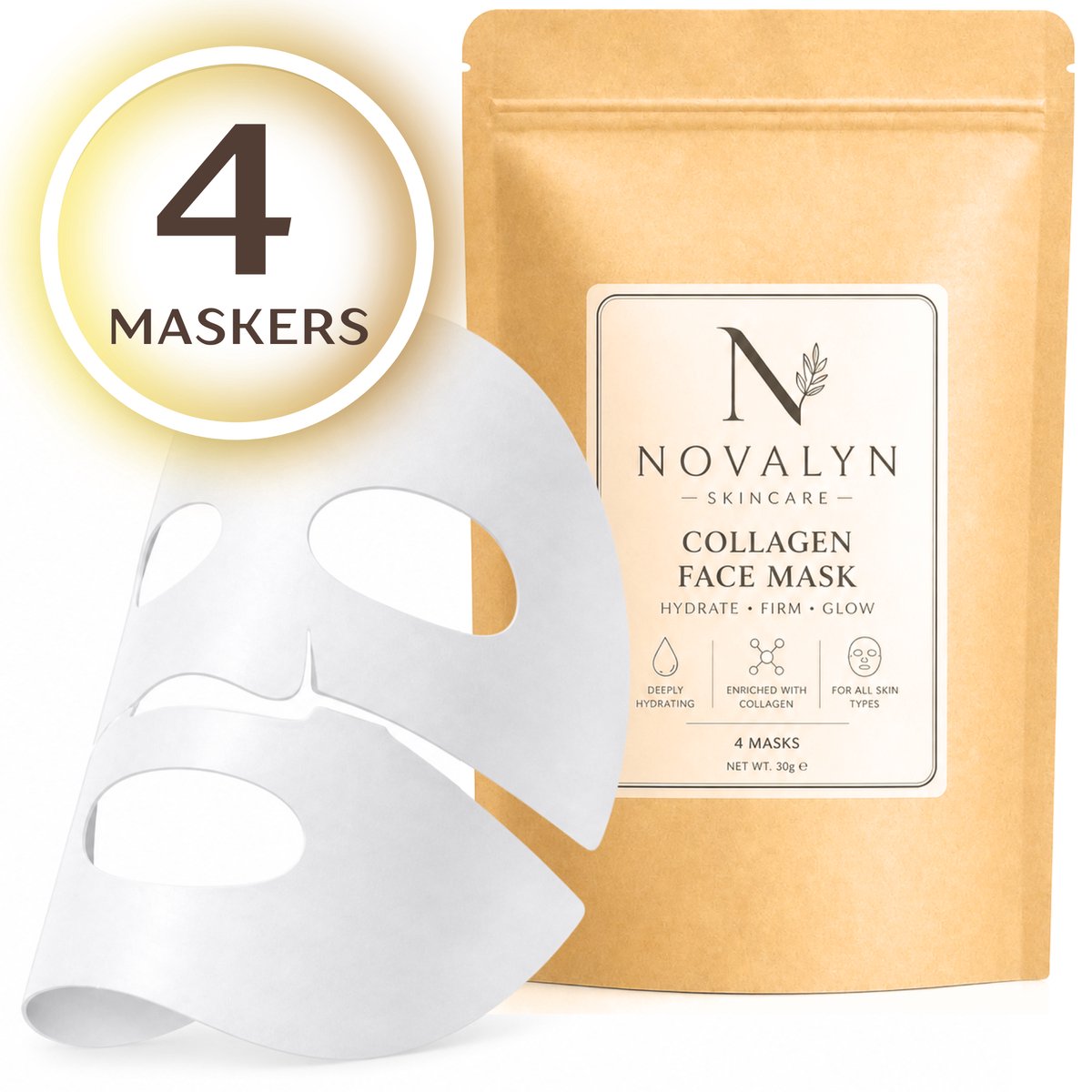 Novalyn - Bio Collagen Real Deep Mask - Korean Beauty Collageen Gezichtsmasker - 4 stuks