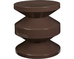 In & Out Deco Bijzettafel - Metaal - Organisch - Zig-Zag - Bruin - Hoog 33 cm - Rond 31 cm