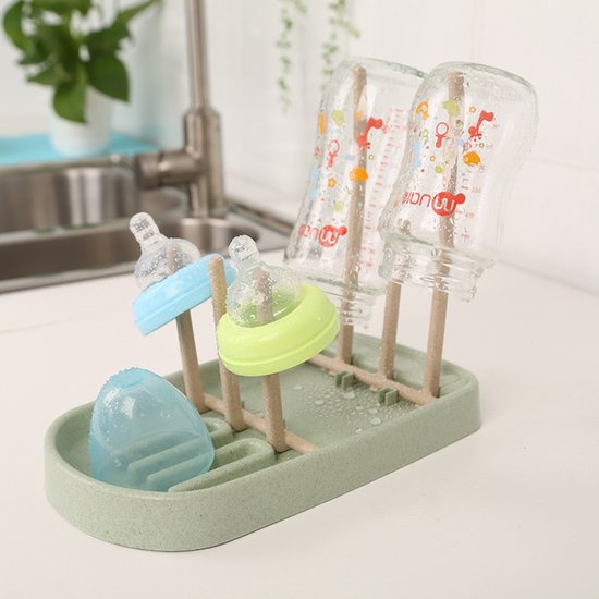 TSD goods - Flessen Droogrek - Flessenrek Baby - Droogrek Voor Baby Flessen - Baby Voeding - Uitklapbaar - Blauw van Merkloos — afbeelding 4