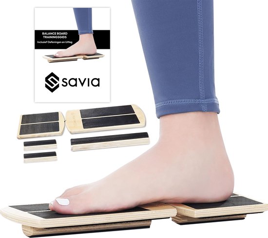 Savia Balance Board – Inclusief Trainingsgids – Balansbord Volwassenen & Kinderen – Wobble Board Verstelbaar – Balanstrainer Fitness & Revalidatie – Balance Pad / Balanskussen Alternatief