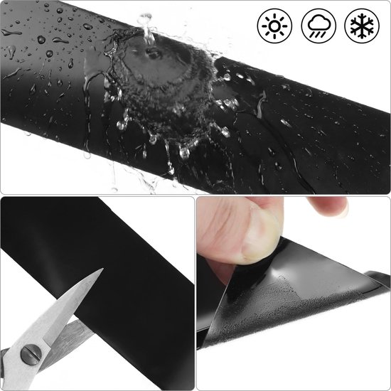 Reparatieband PVC - Afdichtingsband Waterdicht - Lekkages Dichten - Weerbestendig Elastisch - 5.5cm x 5m - Zwart van Merkloos — afbeelding 5