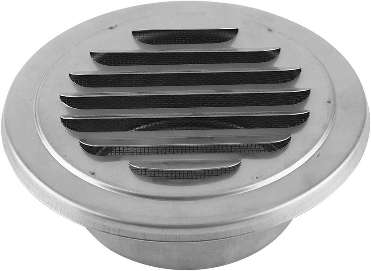 Luchtontluchtingsrooster - Wandventilatie Cover - Luchtcirculatie Buiten - Roestvrij Staal Net - 14.5 cm Diameter - Zilverkleurig
