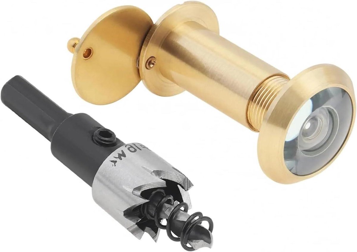 Deurspion Set - Veiligheidskijker - Veiligheid Thuis - 200 Graden Zicht - 34-59 mm Dikte - Koperkleurig