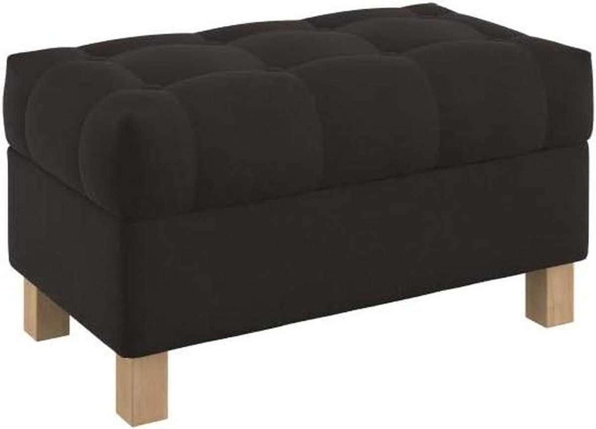 Opbergbankje - Voetenbankje Poef - Extra zitplaats - Knooptufting design - 80 cm breed - Donkerbruin