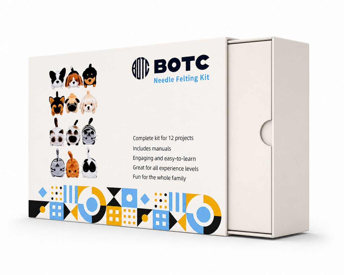 BOTC Naaldvilten - 45-Delig Starterset - Incl. Tools - Needle felting - Pakket - Gekaarde wol - Viltnaalden — afbeelding 9
